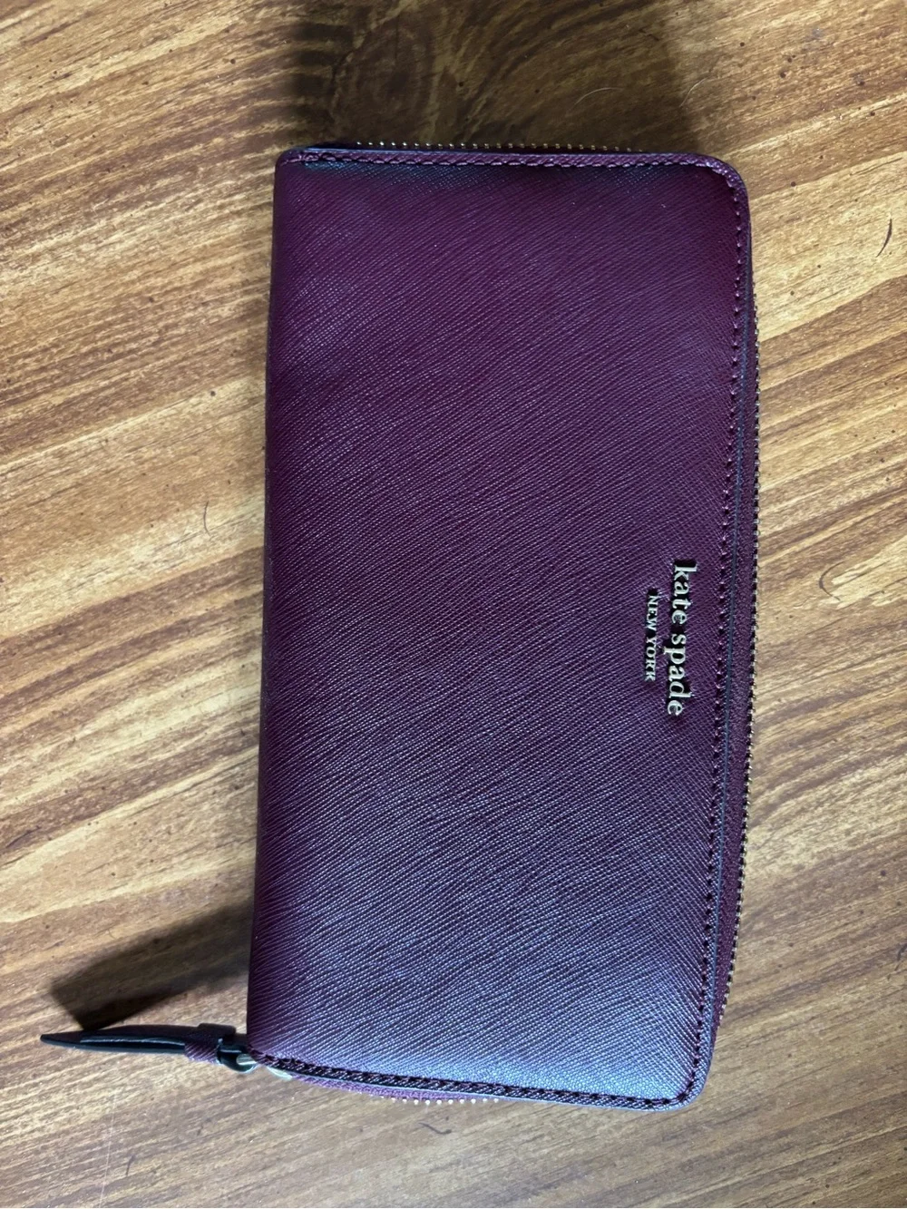 kate spade New York Burgundy Zip-Around Wallet
